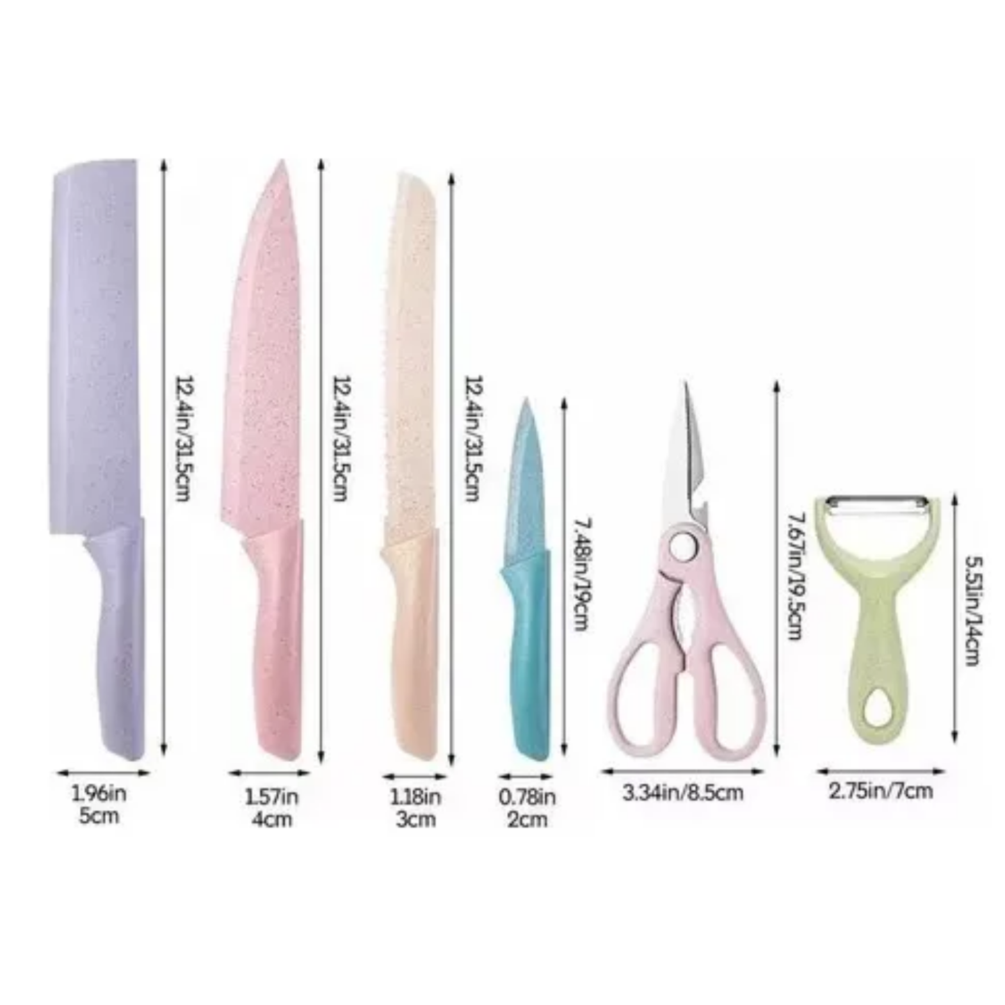SET DE CUCHILLOS DE COLORES 6 PIEZAS