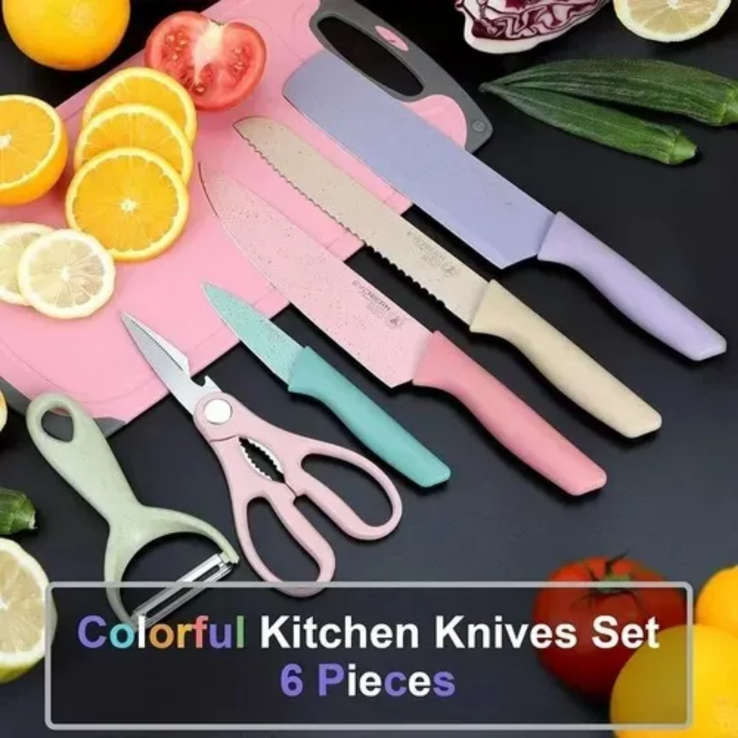 SET DE CUCHILLOS DE COLORES 6 PIEZAS