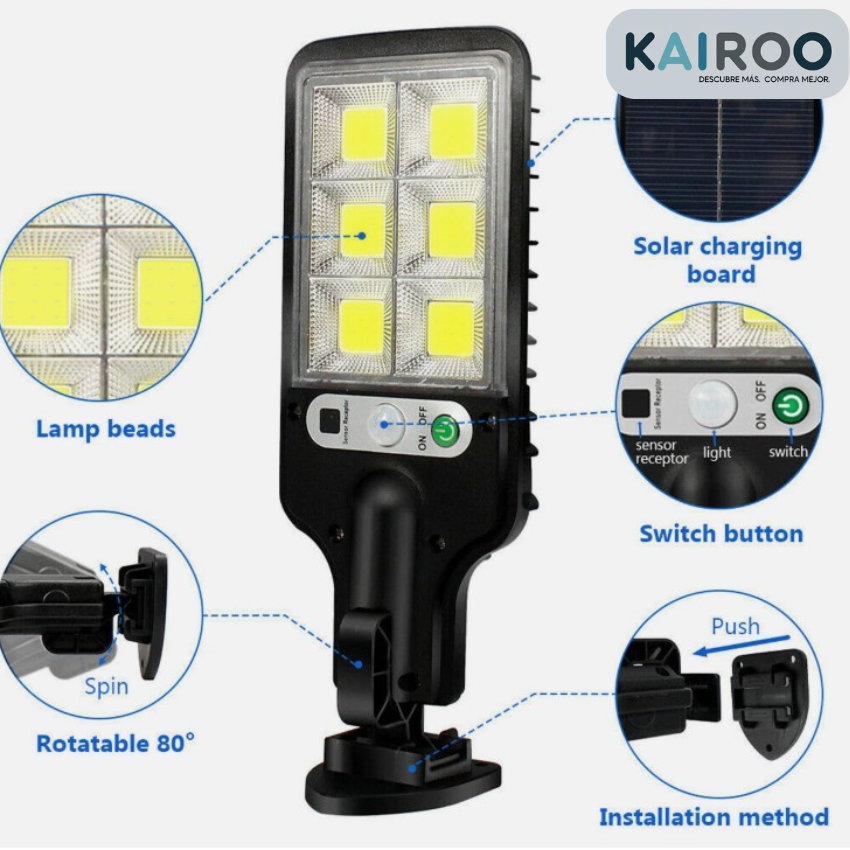 FOCO LED SOLAR CON SENSOR DE MOVIMIENTO