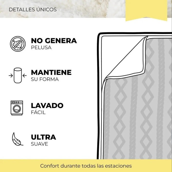 FRAZADA POLAR CON CHIPORRO 2 PLAZAS