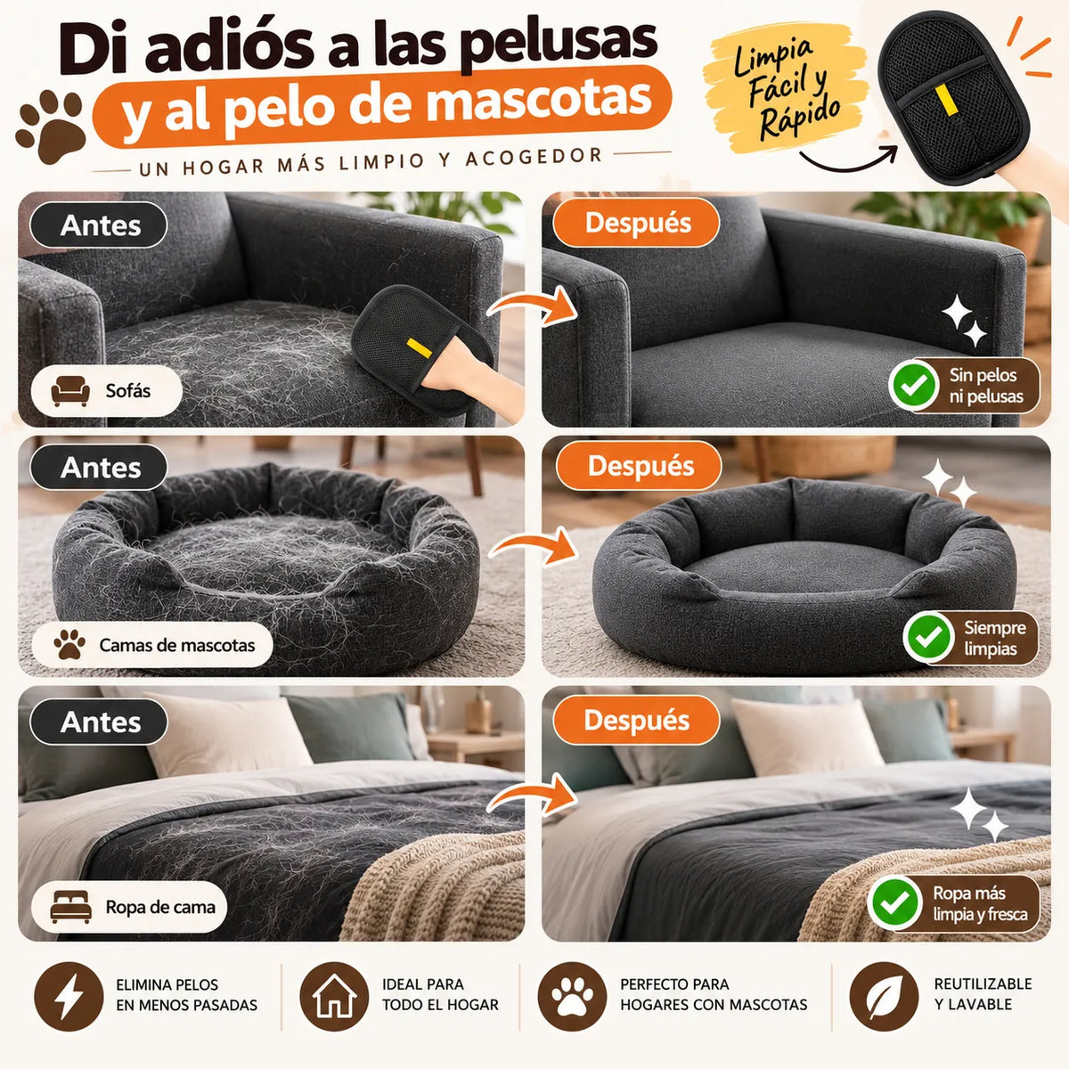 GUANTE REMOVEDOR DE PELUSAS - POUPUA