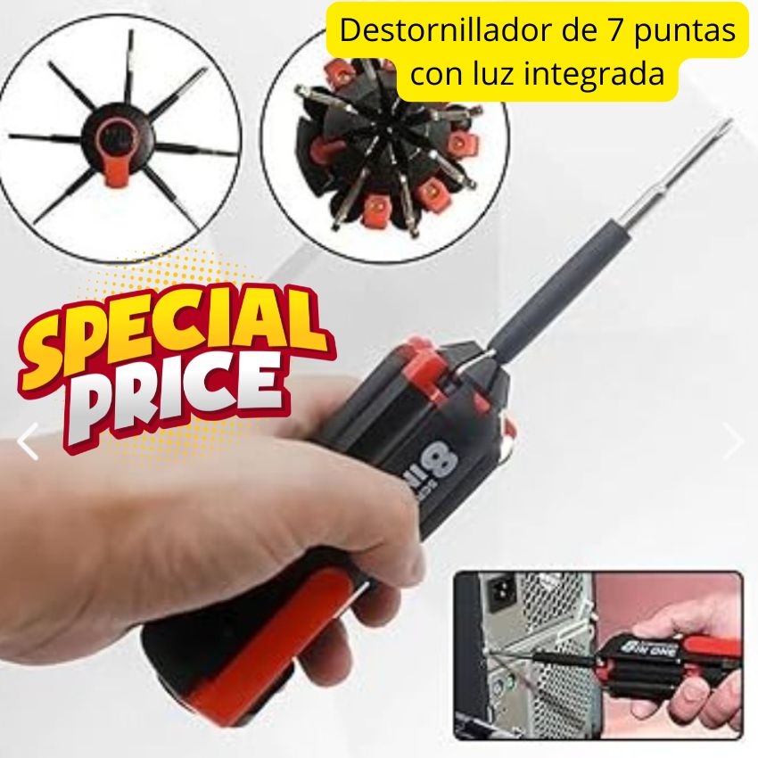 DESTORNILLADOR 8 EN 1 CON LUZ