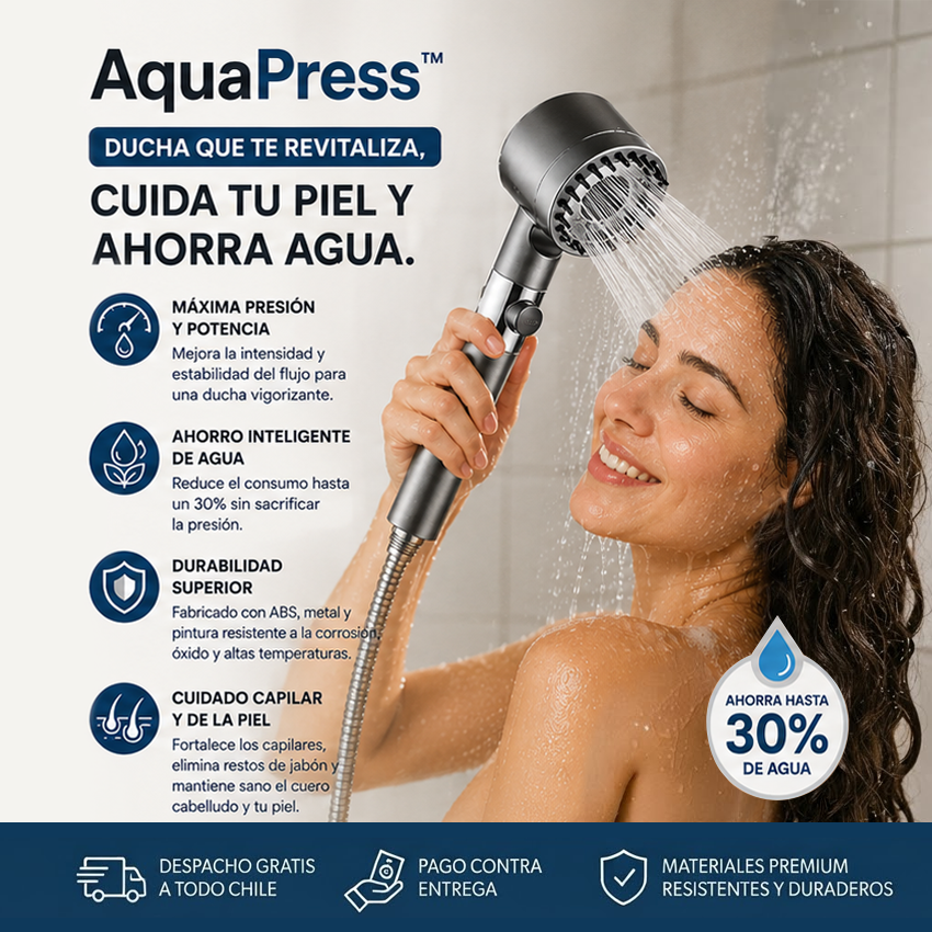 CABEZAL DE DUCHA DE ALTA PRESIÓN CON FILTROS - AquaPress™